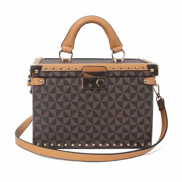 Handbags - ONLY TWO Brown Square Trunk Handbag
